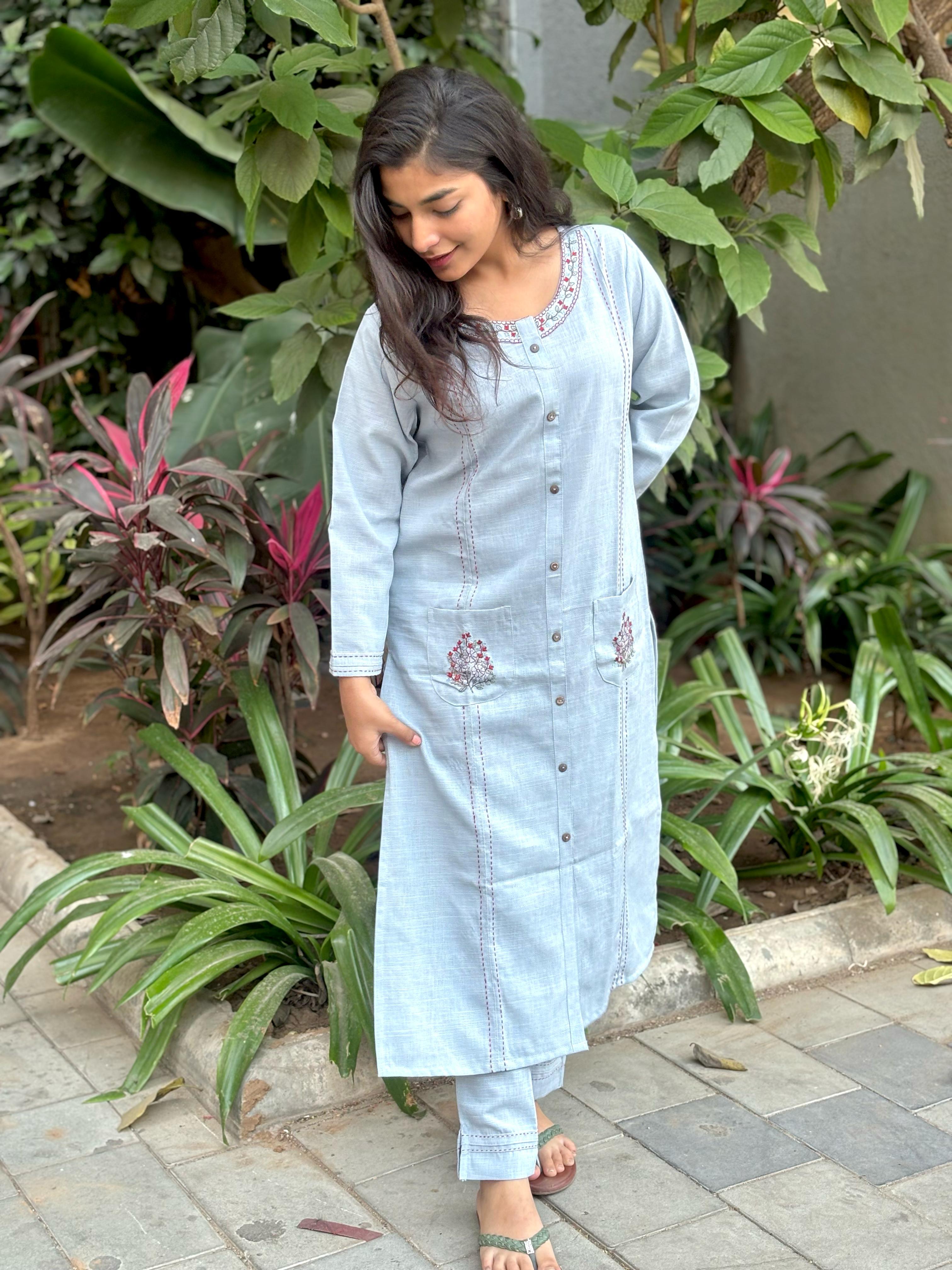 Light Blue Khadi Co-Ord Set
